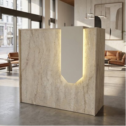 Γραφείο υποδοχής - reception Navita Megapap με LED χρώμα travertine - sandstone 113,6x42x111,8εκ. Γραφείο υποδοχής - reception Navita Megapap με LED χρώμα travertine - sandstone 113,6x42x111,8εκ.
