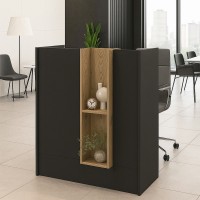 Γραφείο υποδοχής - reception Bonveno Megapap χρώμα ανθρακί - sepet oak 90x43,2x110εκ.