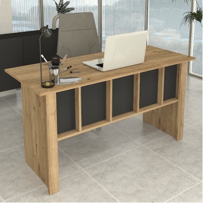 Γραφείο εργασίας Nika Megapap χρώμα sepet oak - ανθρακί 140x60x75εκ.
