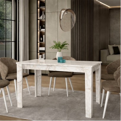 Τραπέζι Darlen Megapap χρώμα λευκό εφέ μαρμάρου 125x72x74εκ.