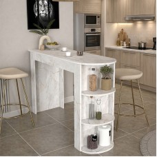 Τραπέζι μπαρ Vigne Megapap χρώμα λευκό εφέ μαρμάρου 150x51,6x101,8εκ. Τραπέζι μπαρ Vigne Megapap χρώμα λευκό εφέ μαρμάρου 150x51,6x101,8εκ.
