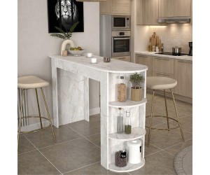 Τραπέζι μπαρ Vigne Megapap χρώμα λευκό εφέ μαρμάρου 150x51,6x101,8εκ. Τραπέζι μπαρ Vigne Megapap χρώμα λευκό εφέ μαρμάρου 150x51,6x101,8εκ.