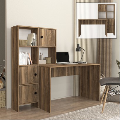 Γραφείο εργασίας Lesya Megapap αναστρέψιμο χρώμα καρυδί 159,2x59,6x141,2εκ.