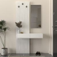 Έπιπλο εισόδου Elois Megapap χρώμα λευκό 96,6x26,8x195,5εκ.