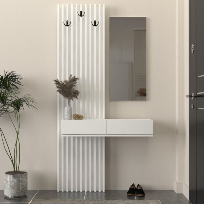 Έπιπλο εισόδου Elois Megapap χρώμα λευκό 96,6x26,8x195,5εκ.