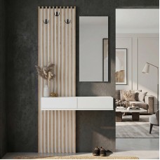 Έπιπλο εισόδου Elois Megapap χρώμα λευκό - sepet oak 96,6x26,8x195,5εκ. Έπιπλο εισόδου Elois Megapap χρώμα λευκό - sepet oak 96,6x26,8x195,5εκ.