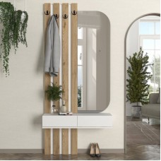 Έπιπλο εισόδου Reyas Megapap χρώμα λευκό - sepet oak 90x27x205,6εκ. Έπιπλο εισόδου Reyas Megapap χρώμα λευκό - sepet oak 90x27x205,6εκ.
