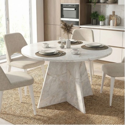 Τραπέζι Tailor Megapap χρώμα λευκό εφέ μαρμάρου Ø120x75,7εκ. Τραπέζι Tailor Megapap χρώμα λευκό εφέ μαρμάρου Ø120x75,7εκ.
