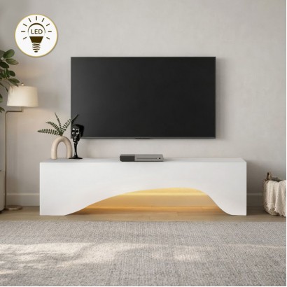 Έπιπλο τηλεόρασης Mara Megapap με LED χρώμα λευκό 150x31,4x40εκ.