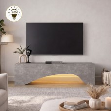 Έπιπλο τηλεόρασης Mara Megapap με LED χρώμα γκρι σκυροδέματος 150x31,4x40εκ. Έπιπλο τηλεόρασης Mara Megapap με LED χρώμα γκρι σκυροδέματος 150x31,4x40εκ.