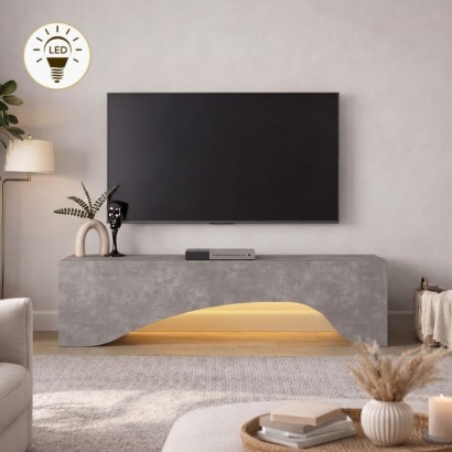 Έπιπλο τηλεόρασης Mara Megapap με LED χρώμα γκρι σκυροδέματος 150x31,4x40εκ. Έπιπλο τηλεόρασης Mara Megapap με LED χρώμα γκρι σκυροδέματος 150x31,4x40εκ.
