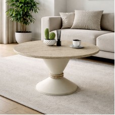 Τραπεζάκι σαλονιού Lepper Megapap χρώμα travertine - sandstone Ø75x39,8εκ. Τραπεζάκι σαλονιού Lepper Megapap χρώμα travertine - sandstone Ø75x39,8εκ.