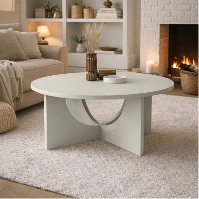 Τραπεζάκι σαλονιού Lemmar Megapap χρώμα sandstone Ø75x36,8εκ.