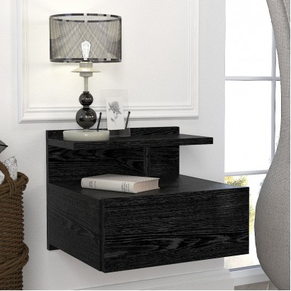 Κομοδίνο επιτοίχιο Mislina Megapap χρώμα sencron black 40x33,2x32εκ.