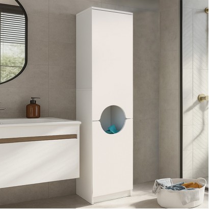 Ντουλάπι με καλάθι απλύτων Verga Megapap χρώμα λευκό 45x40x180εκ.