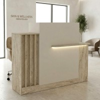 Γραφείο υποδοχής - reception Dayana Megapap με LED χρώμα travertine - sandstone 150x85,2x120εκ.