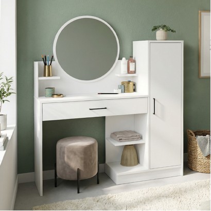 Τουαλέτα με καθρέπτη Andera Megapap χρώμα λευκό 123,9x35x144,4εκ. Τουαλέτα με καθρέπτη Andera Megapap χρώμα λευκό 123,9x35x144,4εκ.