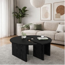 Τραπεζάκι σαλονιού σετ 2 τμχ Dorena Megapap χρώμα sencron black Ø90x41,7εκ. Τραπεζάκι σαλονιού σετ 2 τμχ Dorena Megapap χρώμα sencron black Ø90x41,7εκ.