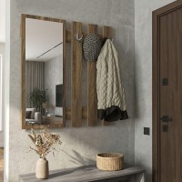 Κρεμάστρα τοίχου με καθρέπτη Folin Megapap χρώμα καρυδί 90x4x90εκ.