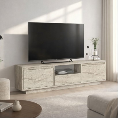 Έπιπλο τηλεόρασης Lumbera Megapap χρώμα travertine 160x29,5x42εκ.