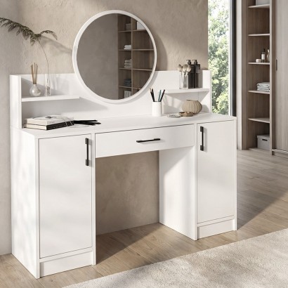 Τουαλέτα με καθρέπτη Talos Megapap χρώμα λευκό 135x40x144,2εκ. Τουαλέτα με καθρέπτη Talos Megapap χρώμα λευκό 135x40x144,2εκ.