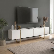Έπιπλο τηλεόρασης Orontes Megapap χρώμα λευκό - χρυσό 180x29,6x50εκ. Έπιπλο τηλεόρασης Orontes Megapap χρώμα λευκό - χρυσό 180x29,6x50εκ.