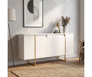 Μπουφές Orontes Megapap χρώμα λευκό - χρυσό 160x35,2x80εκ. Μπουφές Orontes Megapap χρώμα λευκό - χρυσό 160x35,2x80εκ.
