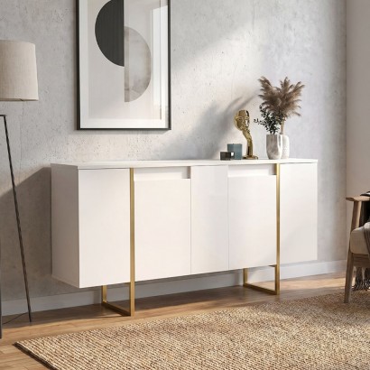 Μπουφές Orontes Megapap χρώμα λευκό - χρυσό 160x35,2x80εκ. Μπουφές Orontes Megapap χρώμα λευκό - χρυσό 160x35,2x80εκ.