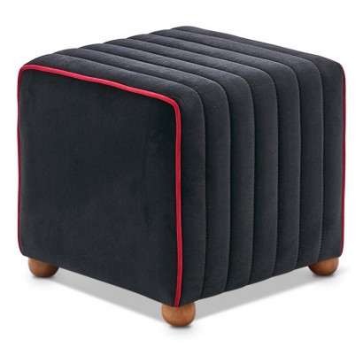 Σκαμπώ Mona Megapap βελούδινο χρώμα μαύρο 40x40x40εκ.