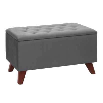 Σκαμπώ - Ταμπουρέ Lotus Megapap βελούδινο χρώμα γκρι 90x40x50εκ.