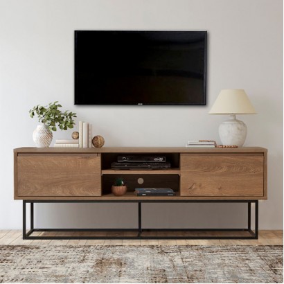 Έπιπλο τηλεόρασης Amedeo Megapap χρώμα καρυδί 140x40x50εκ. Έπιπλο τηλεόρασης Amedeo Megapap χρώμα καρυδί 140x40x50εκ.