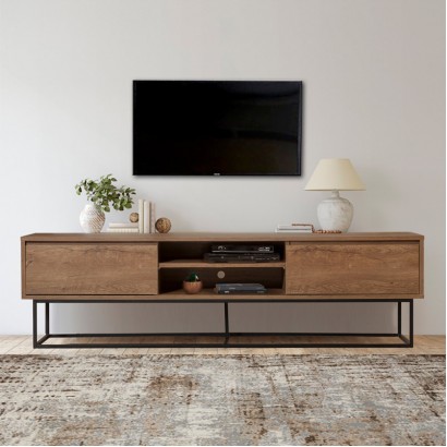 Έπιπλο τηλεόρασης Amedeo Megapap χρώμα καρυδί 180x40x50εκ. Έπιπλο τηλεόρασης Amedeo Megapap χρώμα καρυδί 180x40x50εκ.