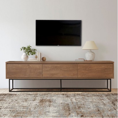 Έπιπλο τηλεόρασης Amedeo Megapap χρώμα καρυδί 180x40x50εκ.