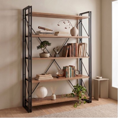 Βιβλιοθήκη Atlas Megapap χρώμα antlantic pine - μαύρο 130x35x180εκ. Βιβλιοθήκη Atlas Megapap χρώμα antlantic pine - μαύρο 130x35x180εκ.