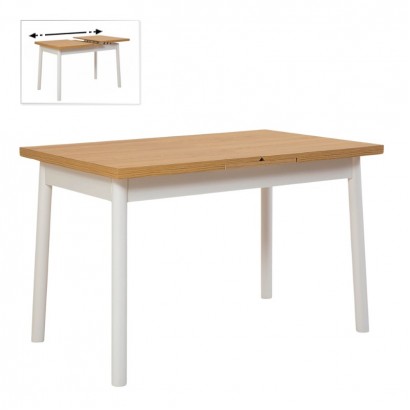Τραπέζι Jemmy Megapap επεκτεινόμενο χρώμα φυσικό - λευκό 120/153x75x77εκ.