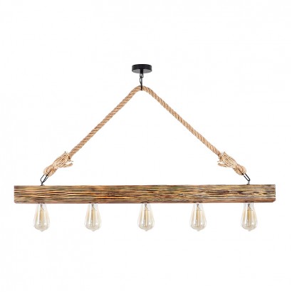 Φωτιστικό οροφής Erebos Megapap E27 ξύλο - σχοινί πεντάφωτο χρώμα φυσικό 100x7x53εκ.