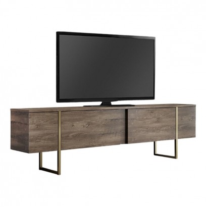 Έπιπλο τηλεόρασης Luxe Megapap χρώμα καρυδί - χρυσό 180x30x50εκ.