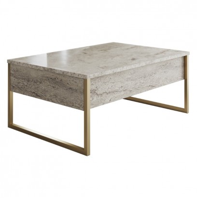 Τραπεζάκι σαλονιού Luxe Megapap χρώμα travertine - χρυσό 90x60x40εκ. Τραπεζάκι σαλονιού Luxe Megapap χρώμα travertine - χρυσό 90x60x40εκ.