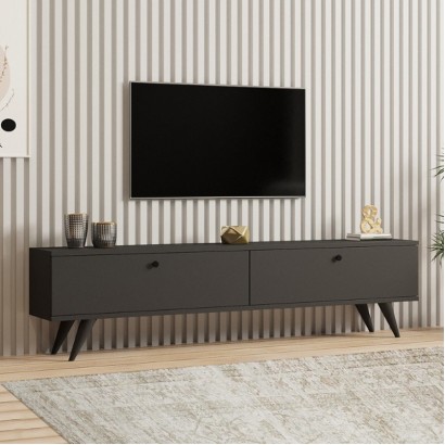 Έπιπλο τηλεόρασης Paris Megapap χρώμα ανθρακί 160x25x35εκ.