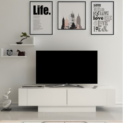 Έπιπλο τηλεόρασης Matera Megapap χρώμα λευκό 150x31,5x41,6εκ.