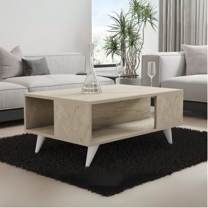 Τραπεζάκι σαλονιού Yuka Megapap χρώμα travertine 90x60x39,5εκ.