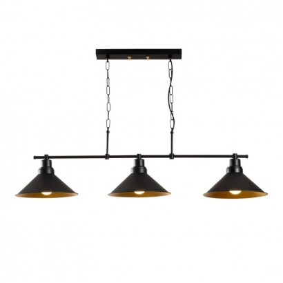 Φωτιστικό οροφής Kyran Megapap E27 μεταλλικό τρίφωτο χρώμα μαύρο 108x24x55εκ.