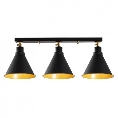Φωτιστικό οροφής Arden Megapap E27 μεταλλικό τρίφωτο χρώμα μαύρο 72x20x26εκ.