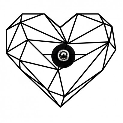 Απλίκα τοίχου Heart Megapap E27 MDF χρώμα μαύρο 47x12x40εκ.