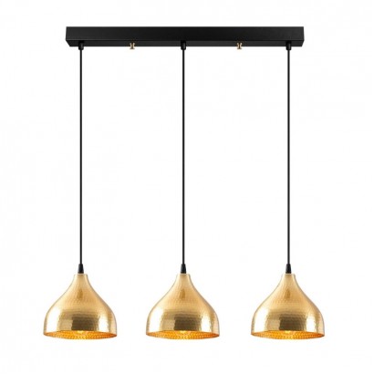 Φωτιστικό οροφής Fida Megapap E27 μεταλλικό τρίφωτο χρώμα χρυσό 68x18x114εκ.