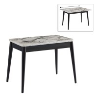 Τραπέζι Dolunay Megapap επεκτεινόμενο χρώμα λευκό εφέ μαρμάρου - μαύρο 100x60(120x100)x79,5εκ.