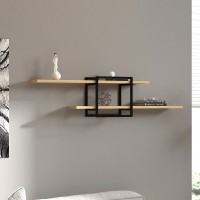 Ραφιέρα τοίχου Mone Megapap χρώμα sapphire oak - μαύρο 120x18x30εκ.