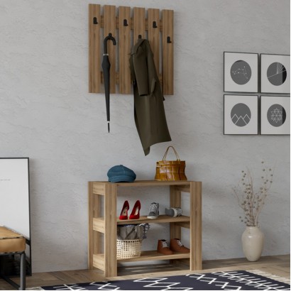 Έπιπλο εισόδου Friends Megapap χρώμα καρυδί 69,8x33,6x60εκ.