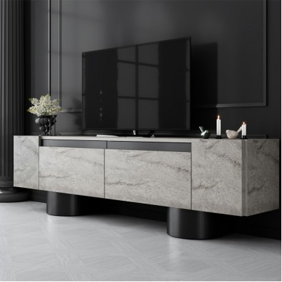 Έπιπλο τηλεόρασης Haven Megapap χρώμα travertine 180x30x50εκ.