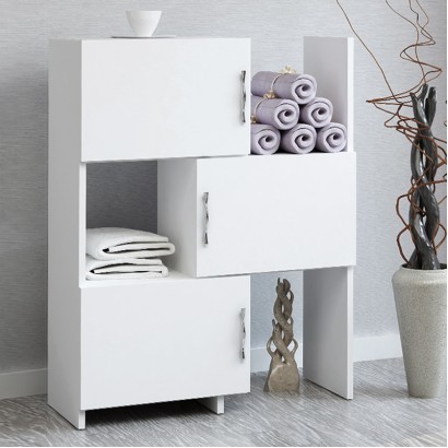 Ντουλάπι κουζίνας - μπάνιου Anna Megapap χρώμα λευκό 65x31,5x89,8εκ.